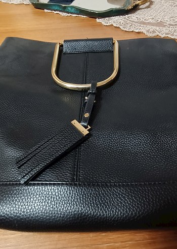 mango marka Klasik Siyah Deri Kadın Çanta - Görsel 2