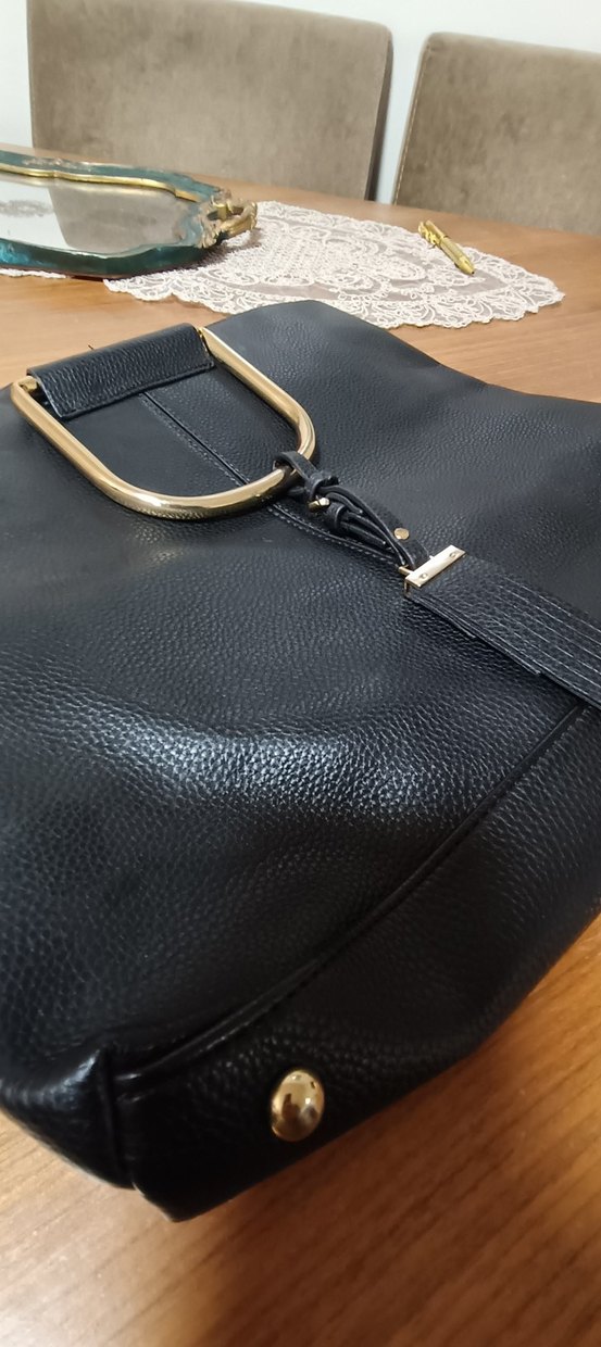 mango marka Klasik Siyah Deri Kadın Çanta - Görsel 3