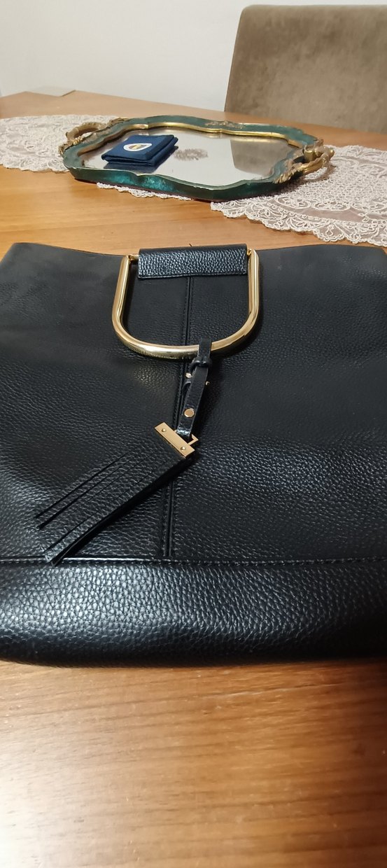 mango marka Klasik Siyah Deri Kadın Çanta - Görsel 2