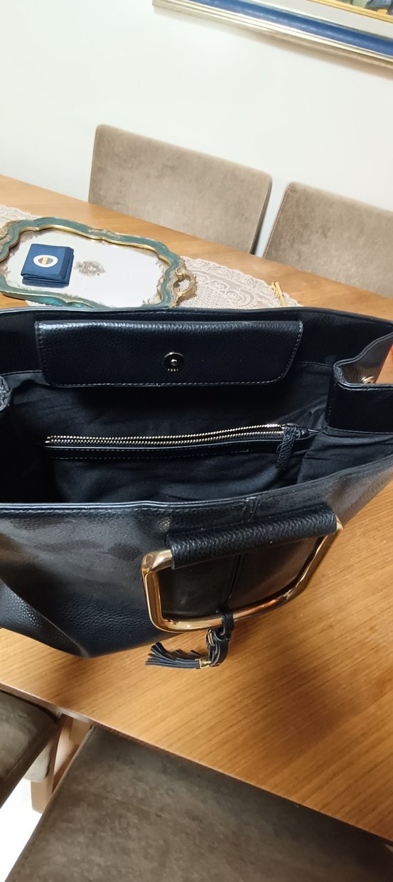 mango marka Klasik Siyah Deri Kadın Çanta - Görsel 4