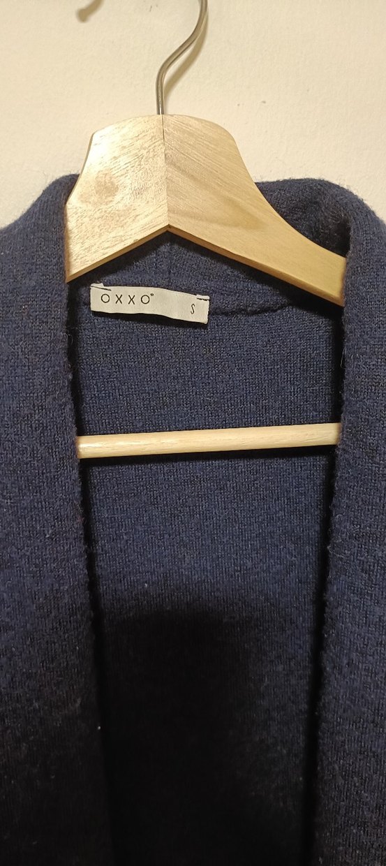 Uzun Kesim Gri Örgü Kadın Yün Kaban - Görsel 2