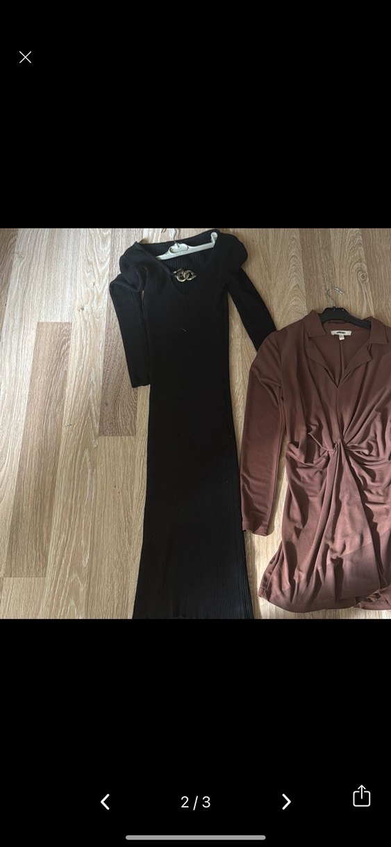 Uzun Kollu Kahverengi Drapeli Kadın Elbise - Görsel 2