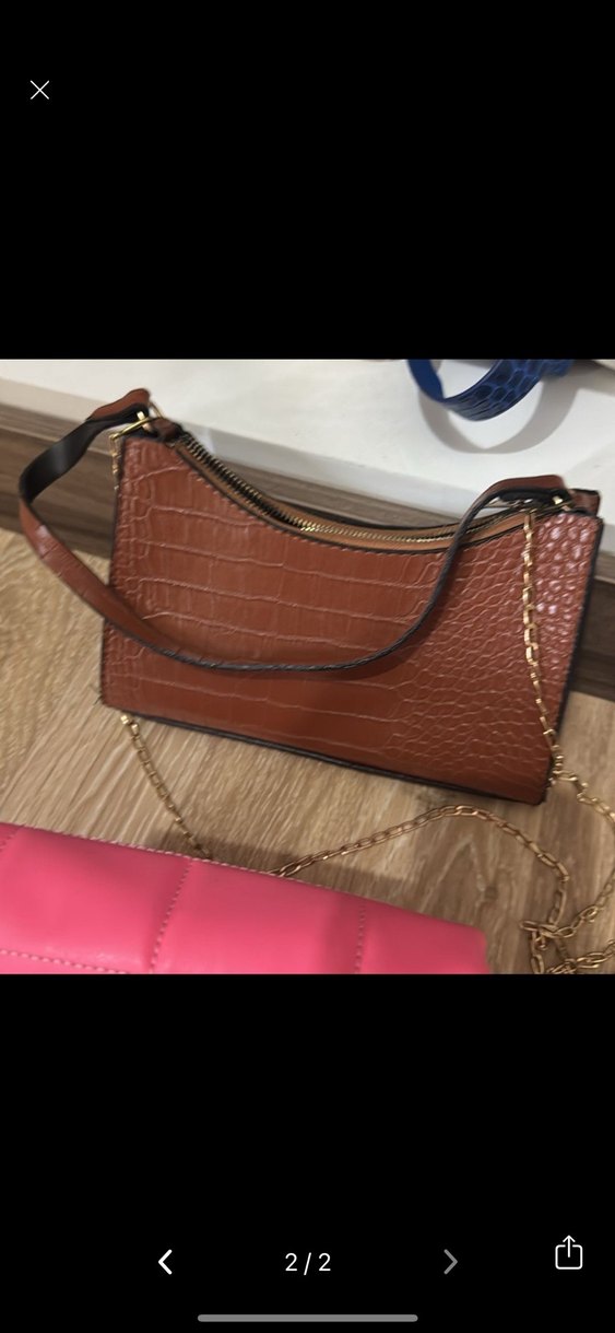 Pembe Deri Kadın Omuz Çantası - Görsel 2