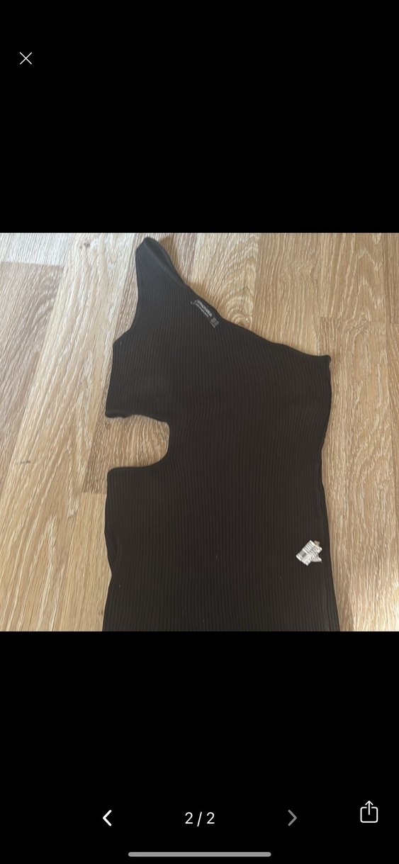 Tek Omuzlu Siyah Uzun Triko Elbise - Görsel 2