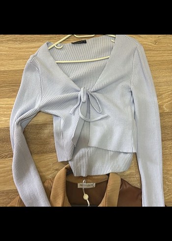 Düğmeli Kahverengi Deri Kadın Gömlek - Görsel 3