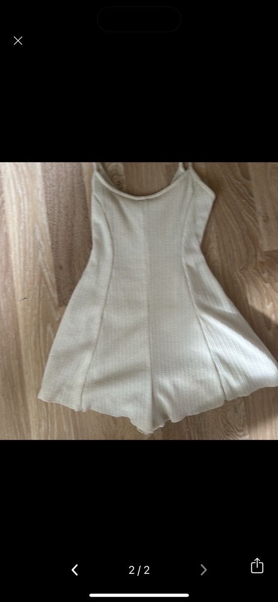 Bej Kısa Örme Askılı Kadın Tulum - Görsel 2