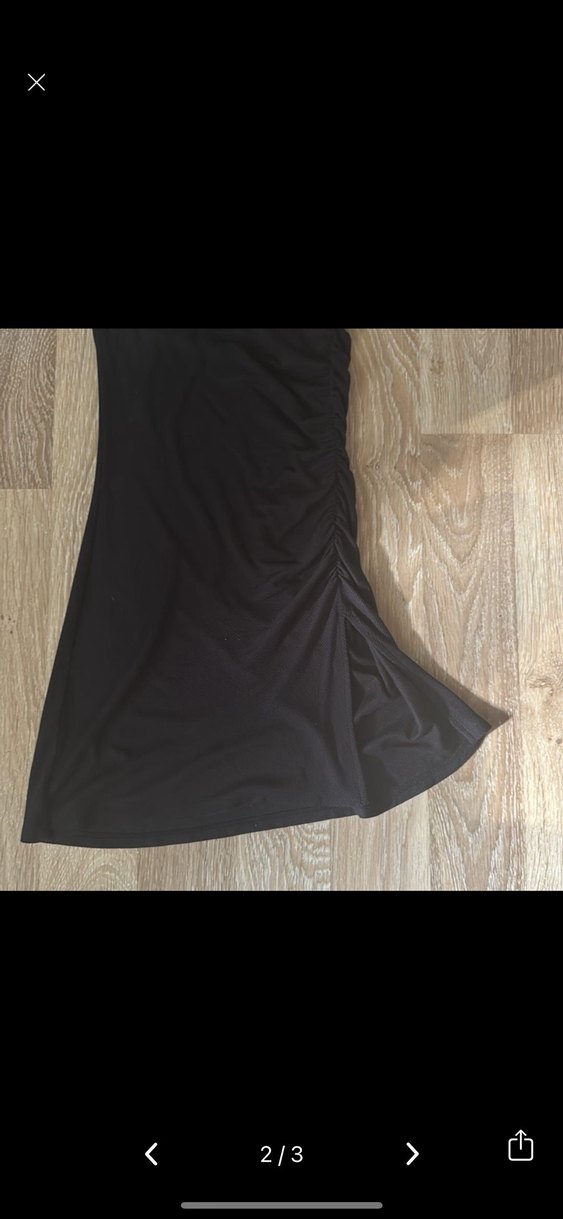 Siyah Drapeli Uzun Straplez Elbise - Görsel 2