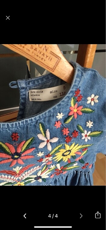 5 Yaş Beden mavi Renk Zara 5 yaş kız çocuk elbise