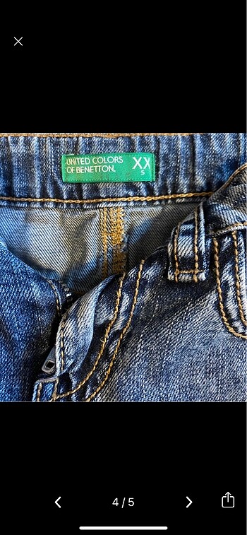 4 Yaş Beden lacivert Renk Benetton xxs kot etek (3-4 yaş)