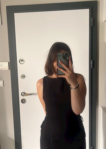 Siyah Transparan Mini Kalem Elbise