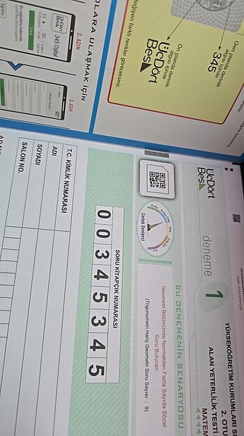  345 Ayt Matematik Deneme