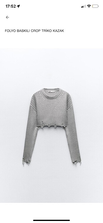 Zara Folyo Baskılı Crop Kazak