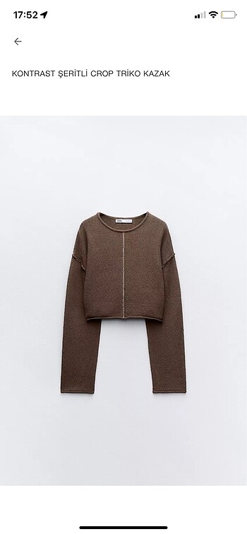 Zara Haki Crop Triko Kazak