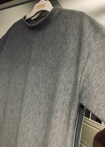 Gri Uzun Kollu Rahat Kesim Kadın Elbise bir kere giyilmiştir - Görsel 5