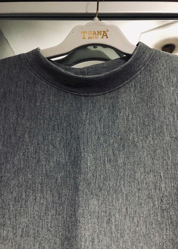 Gri Uzun Kollu Rahat Kesim Kadın Elbise bir kere giyilmiştir - Görsel 4