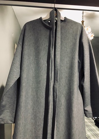 Gri Uzun Kollu Rahat Kesim Kadın Elbise bir kere giyilmiştir - Görsel 7