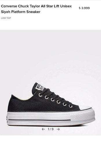 Converse Converse ChuckTaylor All Star Unisex Siyah PlatformSneaker