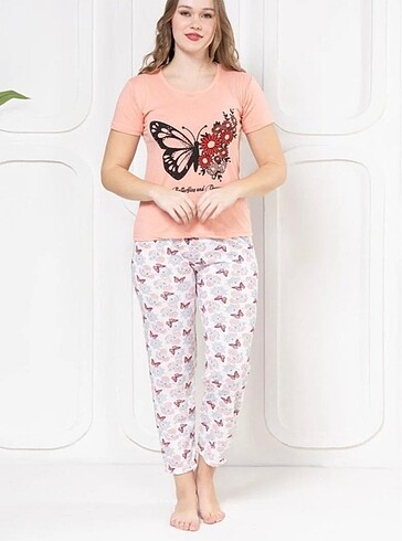 l Beden ten rengi Renk Kelebekli pijama takımı