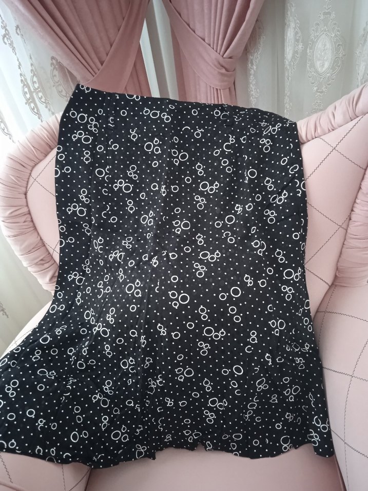 Siyah Puantiyeli Piliseli Midi Hamile Eteği - Görsel 2