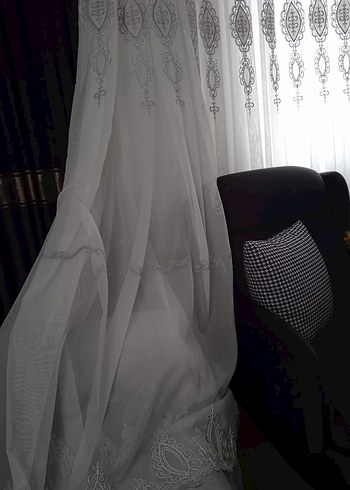Gri Nakışlı Beyaz Perde fonlarida mevcuttur - Görsel 4