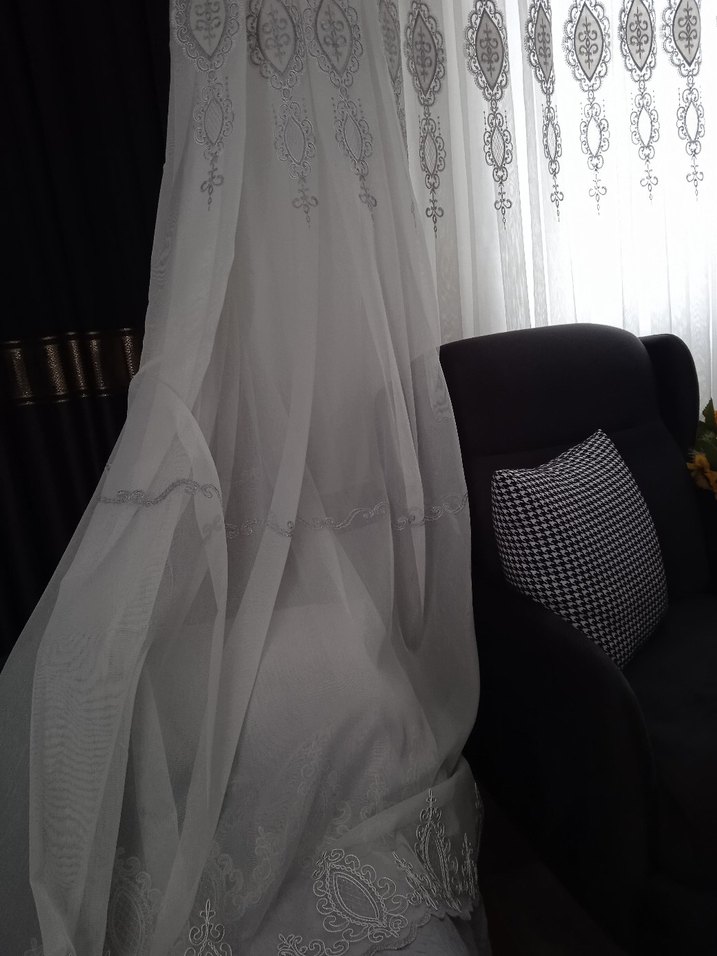 Gri Nakışlı Beyaz Perde fonlarida mevcuttur - Görsel 4
