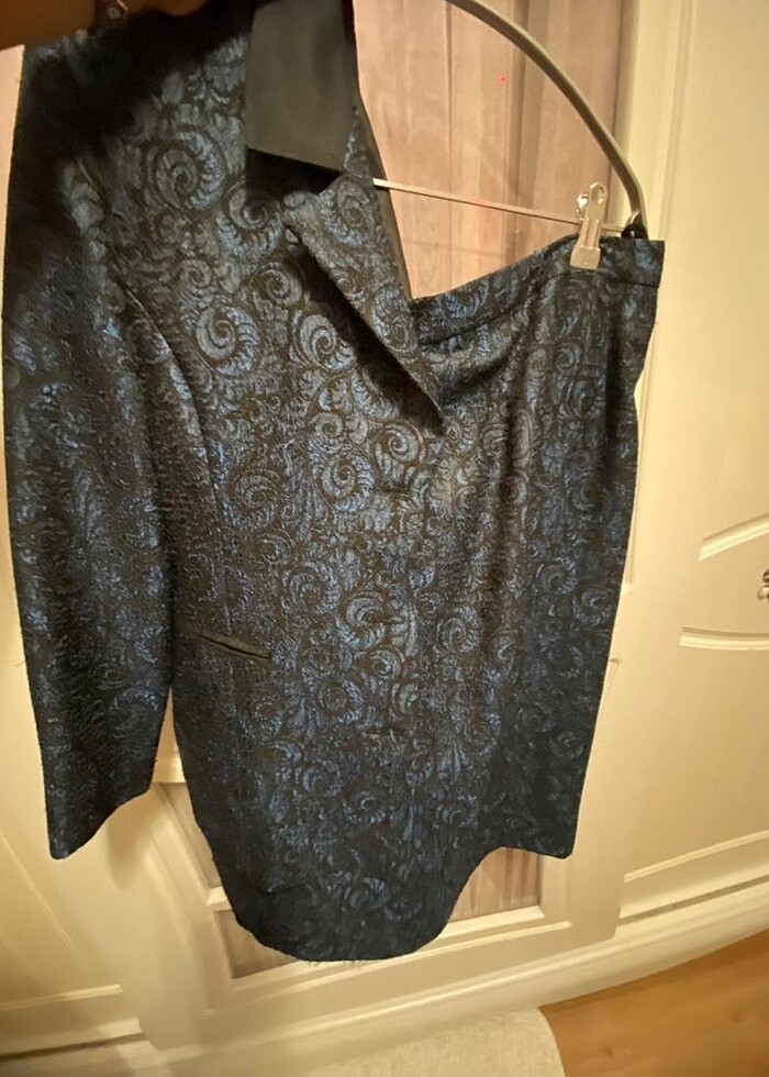 Bayan astarlı etek ceket takım siyahlı - Görsel 3