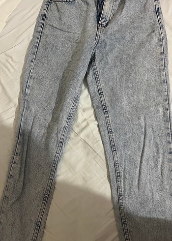 Buz mavisi Bol Kesim Midi Kot Pantolon - Görsel 2