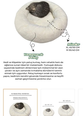 Beyaz Yuvarlak Kedi Yatağı - Görsel 2