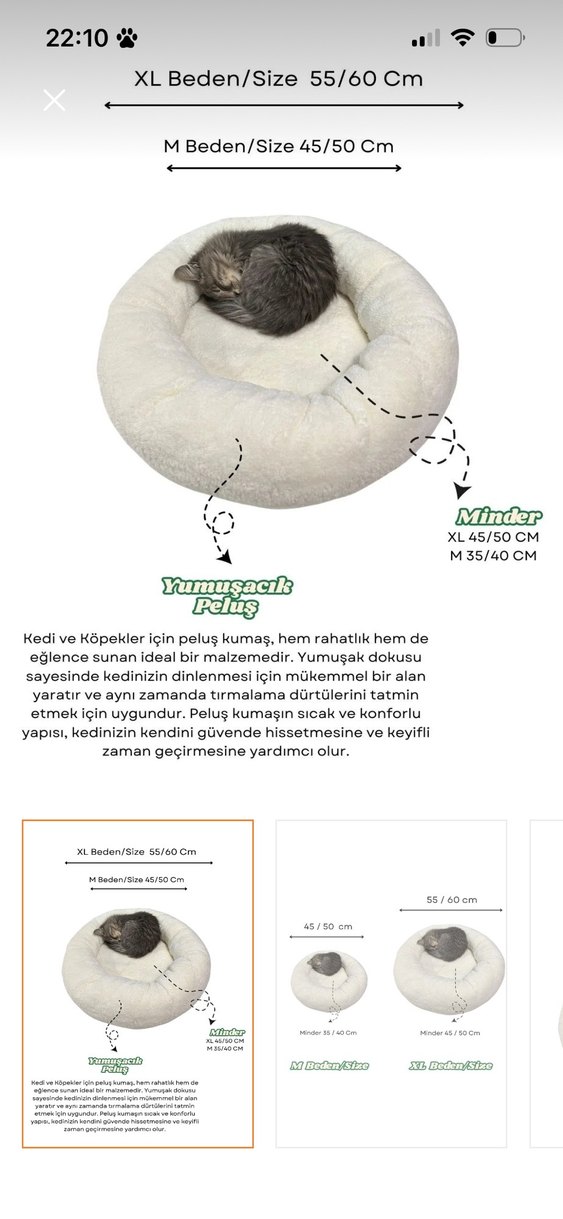 Beyaz Yuvarlak Kedi Yatağı - Görsel 2