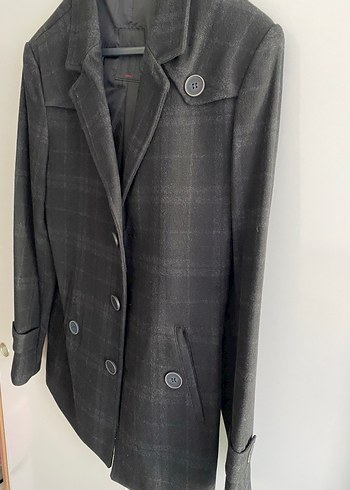 Düğmeli Gri Erkek Kaşe Kaban - Görsel 5