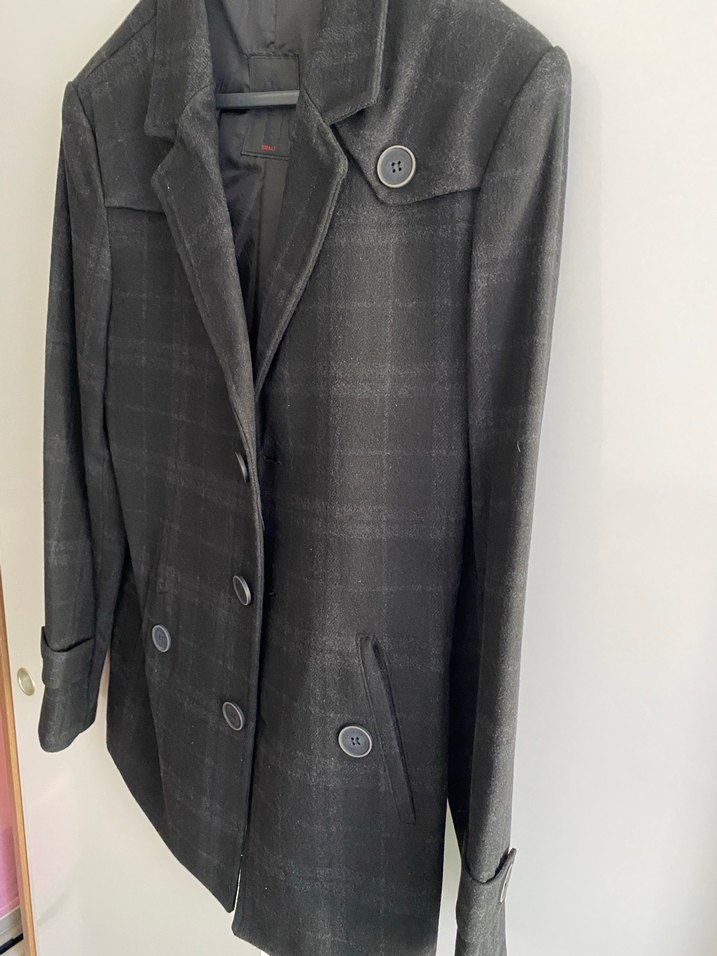 Düğmeli Gri Erkek Kaşe Kaban - Görsel 5