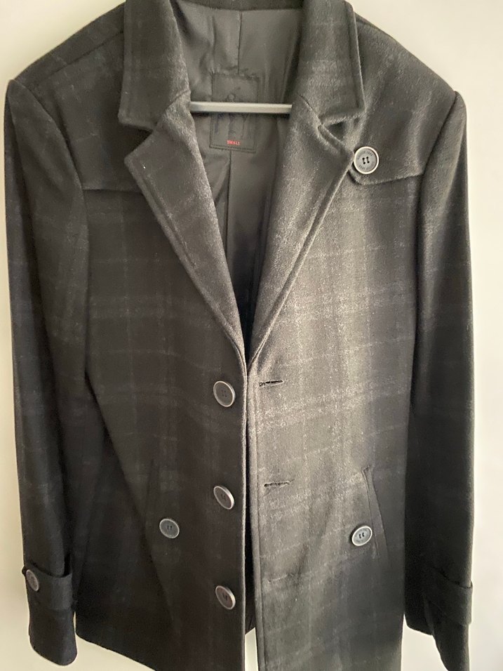 Düğmeli Gri Erkek Kaşe Kaban - Görsel 4