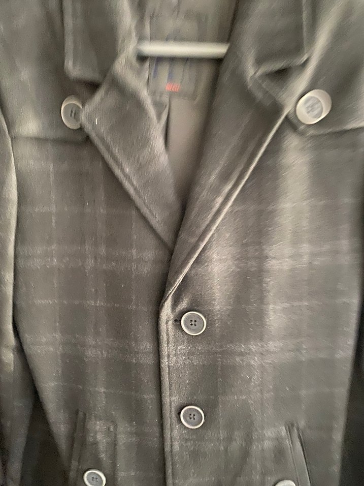 Düğmeli Gri Erkek Kaşe Kaban - Görsel 3