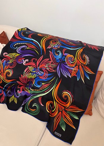 Renkli Bohem İpek eşarp - Görsel 2