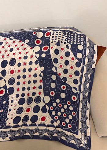 Vintage Mavi Desenli Kadın Fular eşarp - Görsel 2