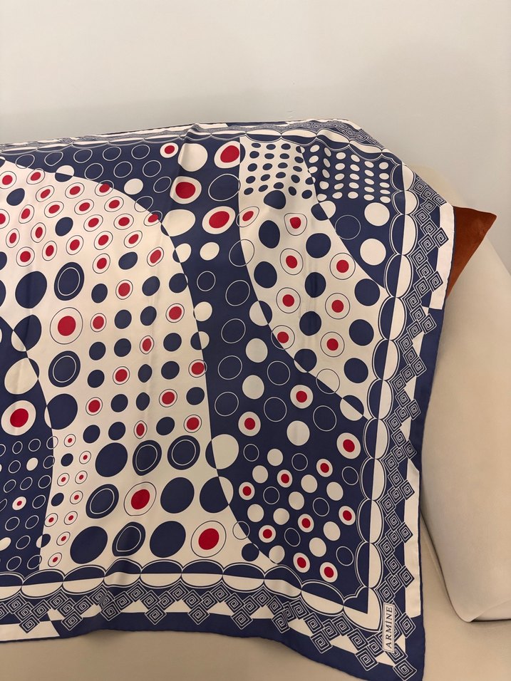 Vintage Mavi Desenli Kadın Fular eşarp - Görsel 2