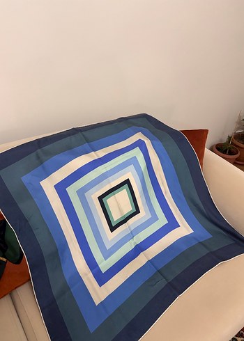 Kadın Mavi Bohem Drapeli Fular eşarp - Görsel 4