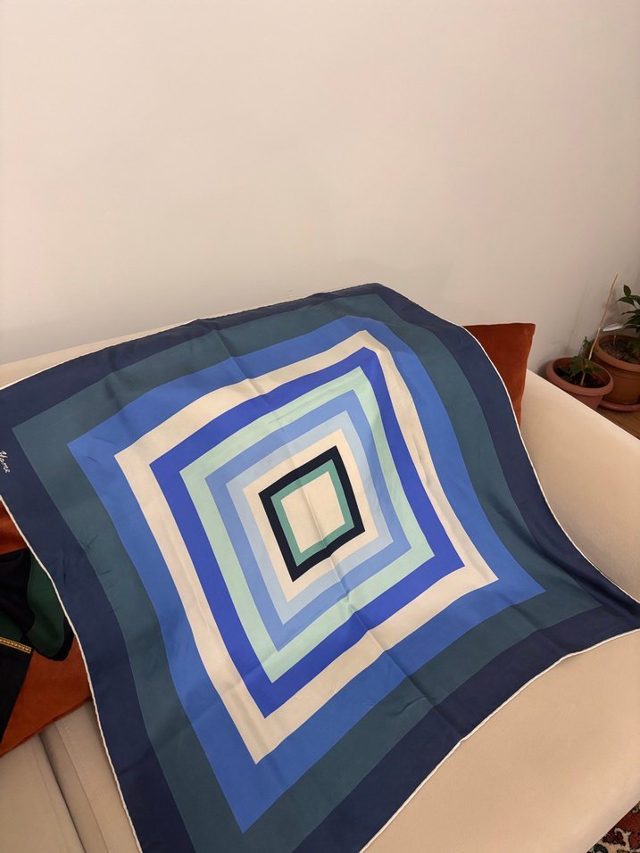 Kadın Mavi Bohem Drapeli Fular eşarp - Görsel 4