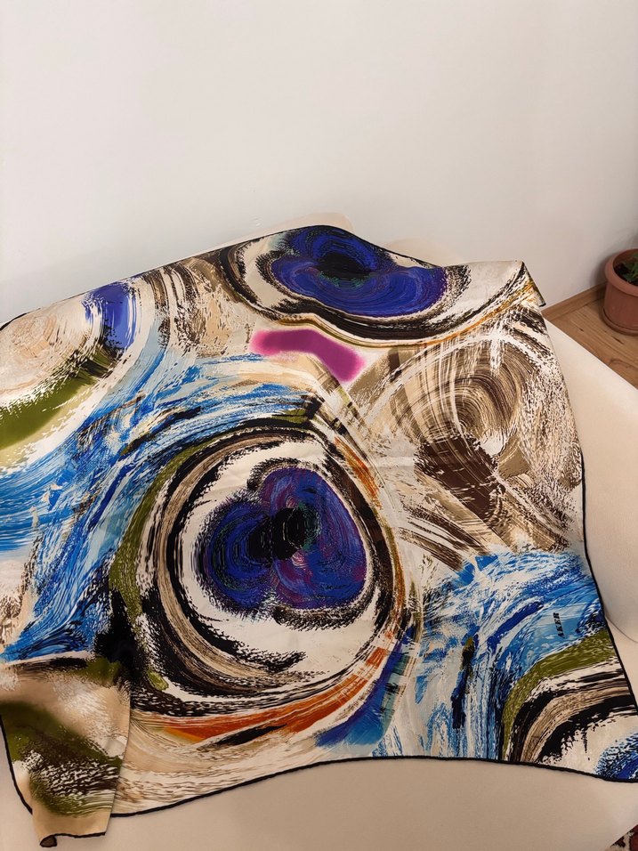 Kadın Çok Renkli Pileli Fular - Görsel 2