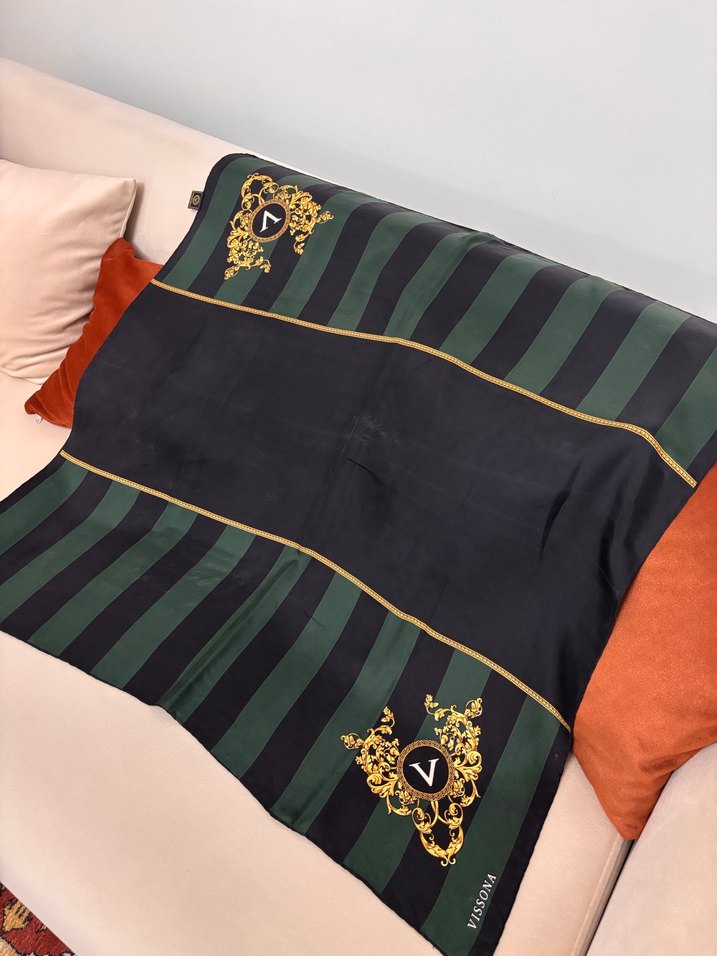 Kadın Siyah yeşil eşarp - Görsel 3