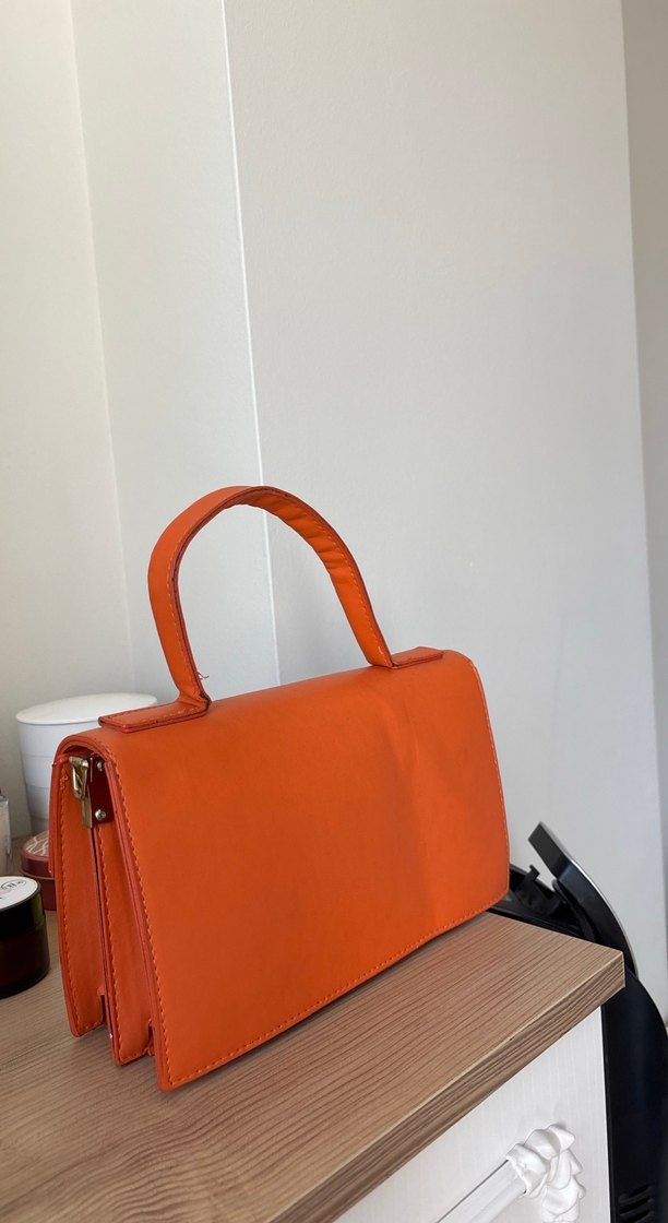 Turuncu Deri Kadın El Çantası - Görsel 2
