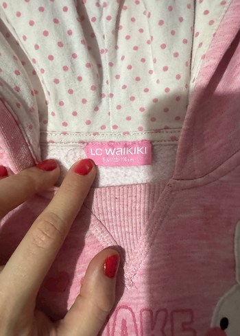 Pembe Kız Çocuk Kapüşonlu Sweatshirt - Görsel 2