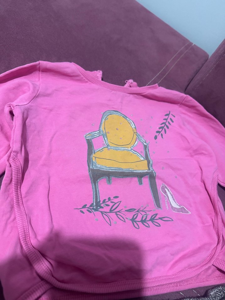 Pembe Baskılı Uzun Kollu Triko Bebek Takımı - Görsel 3