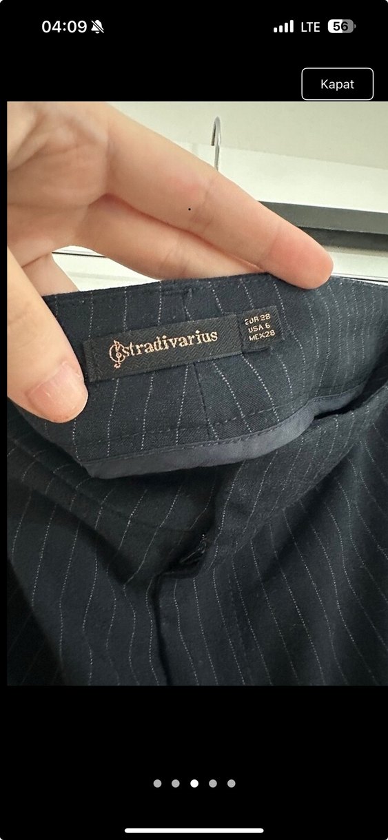 Lacivert Çizgili Midi Kumaş Pantolon - Görsel 2