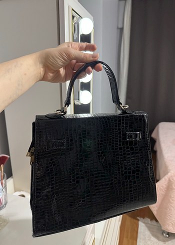 Siyah Deri Klasik Kadın Çanta - Görsel 3