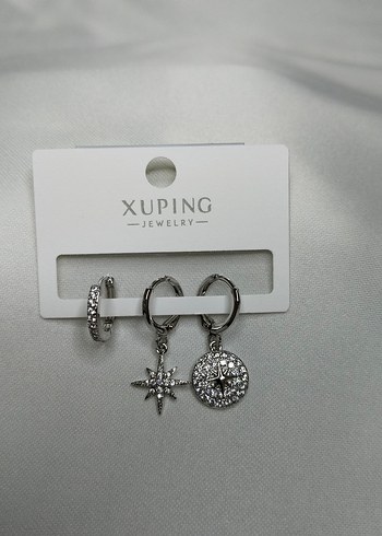 Xuping Mini Beyaz Taşlı Küpe Seti