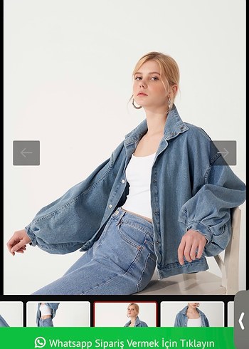 Balon Kollu Jean Ceket