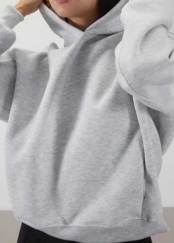 Diğer Gri Kadın Kapüşonlu Salaş Sweatshirt