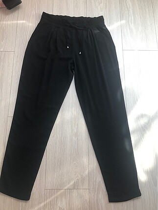 Siyah havuç model beli büzgülü ince kumaş yazlık pantolon 3. Res