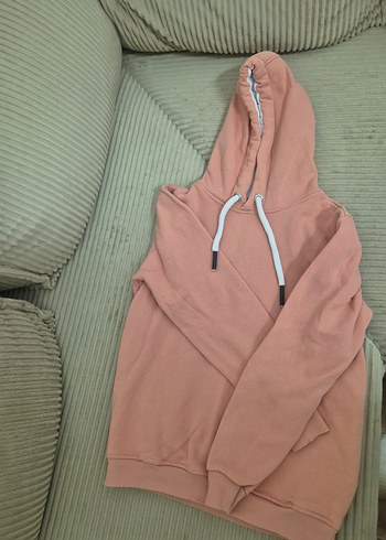 Diğer Pudra Pembe Kapusonlu Rahat Sweatshirt